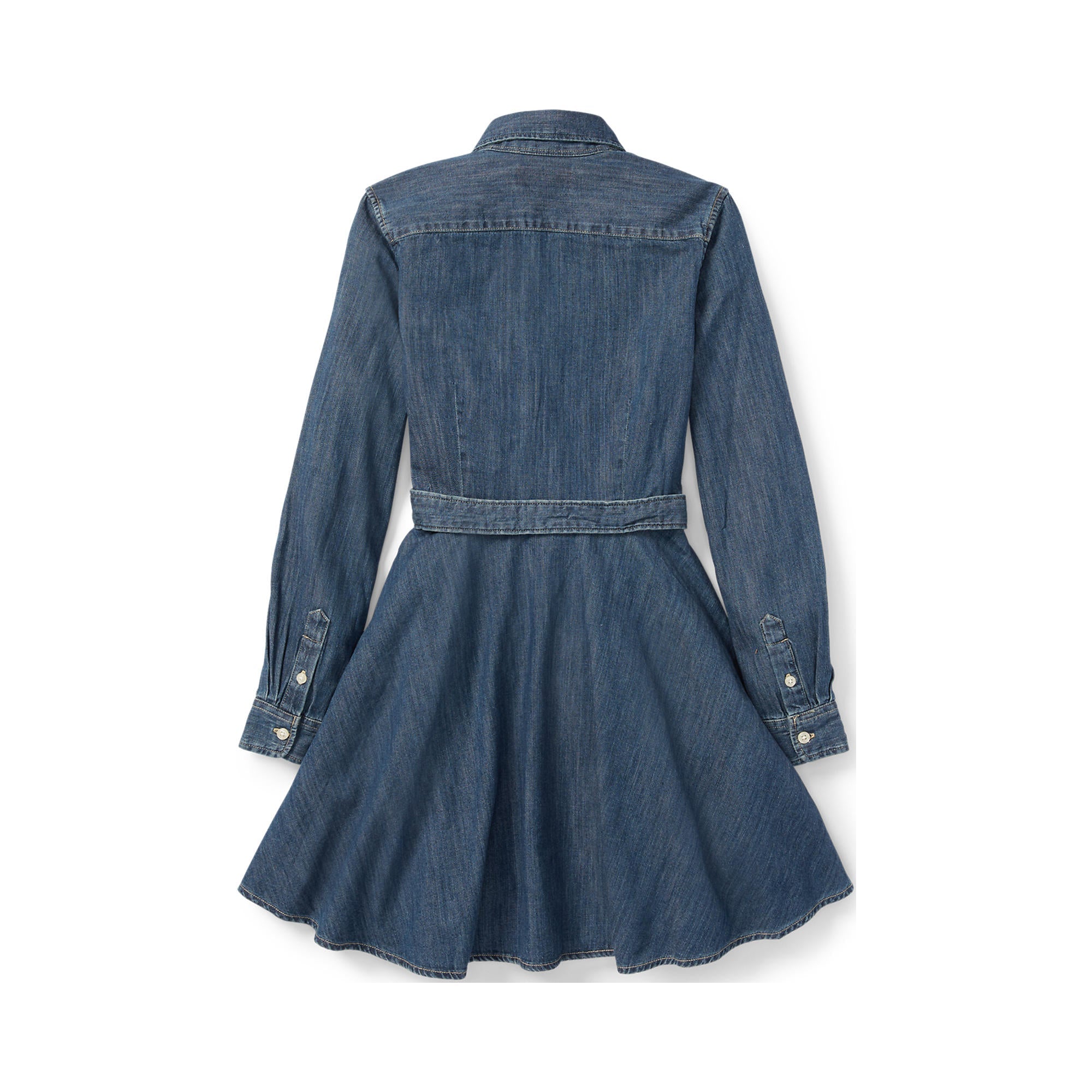 Ralph Lauren Girls Belted Cotton Denim Skirt Dress - NorthGirls