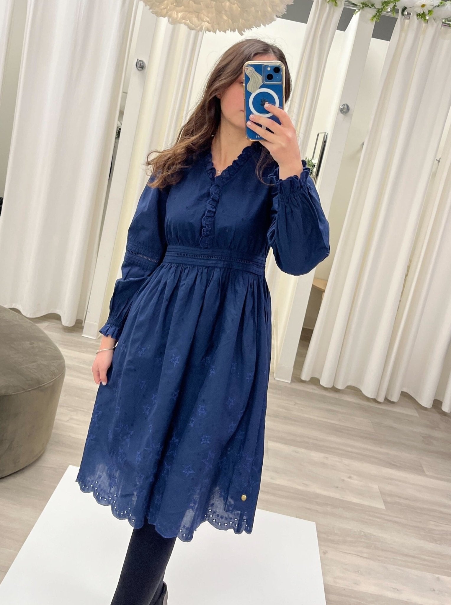 Scotch & Soda Navy Broderie Anglaise Star Dress - NorthGirls