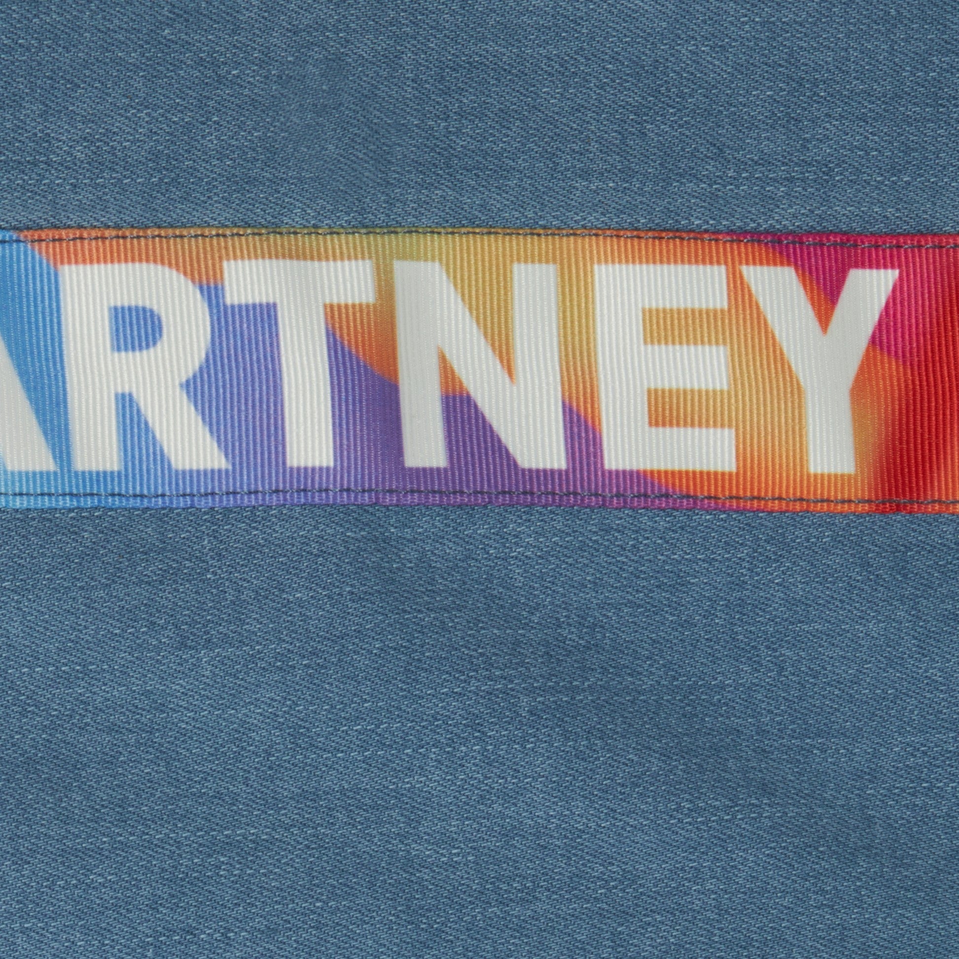 Stella McCartney Blue Denim Dungaree Dress With Rainbow Logo Tape - NorthGirls