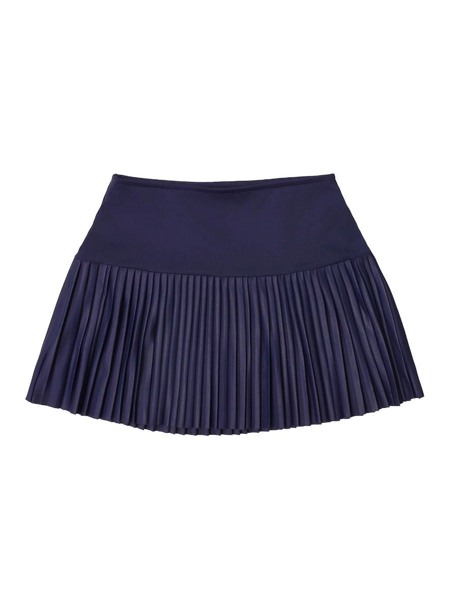 Teen Girls Navy Pleated Drop Waist Skirt - NorthGirls