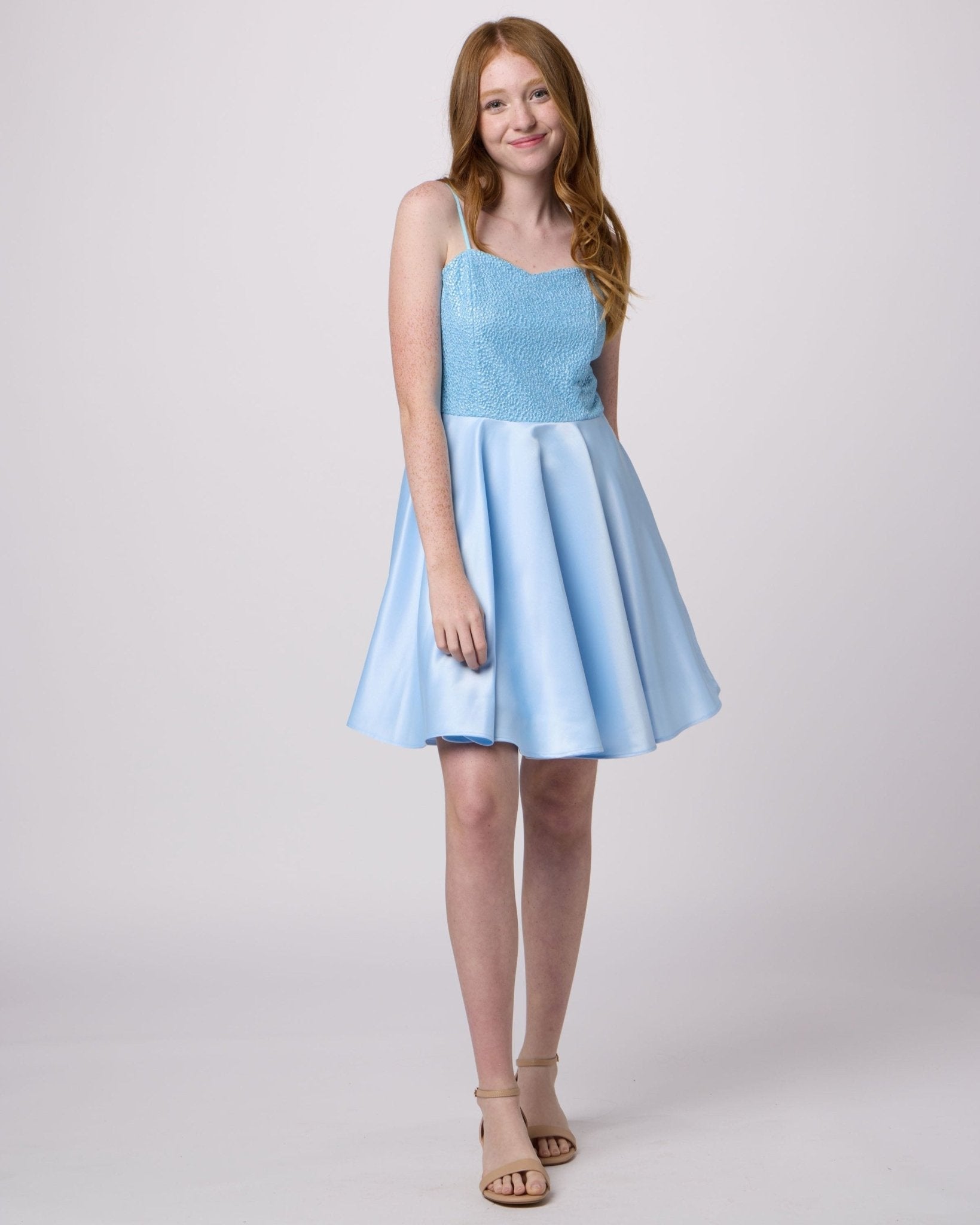 sachin and babi light blue dress The Classic Shoe Trend to Wear With Minidresses