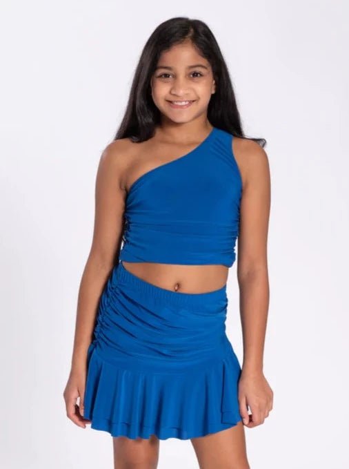 Cheryl Kids Rouched One Shoulder _Blue 3734 - 001 - NorthGirls