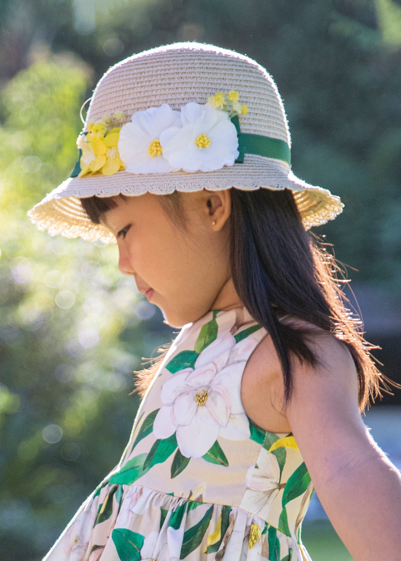Mayoral Mini Straw Woven Hat w/Flowers _Beige 10499 - 062 - NorthGirls