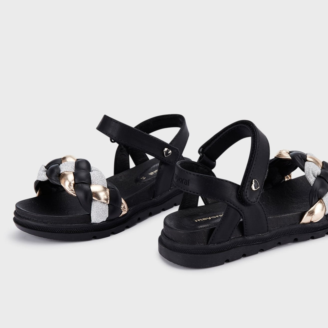 Mayoral Strapped Leather Sandals w/Braided Band Black_45453 - 035 - NorthGirls