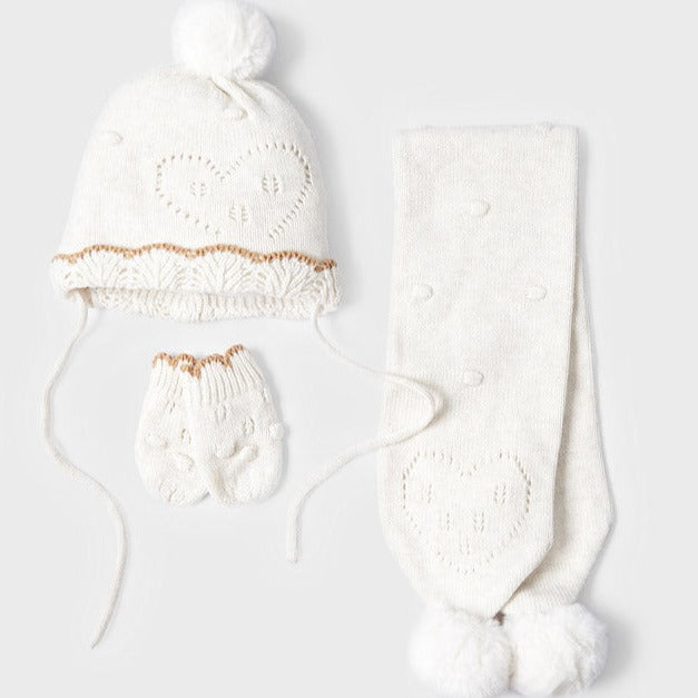 Infant girl hat and deals mitten set