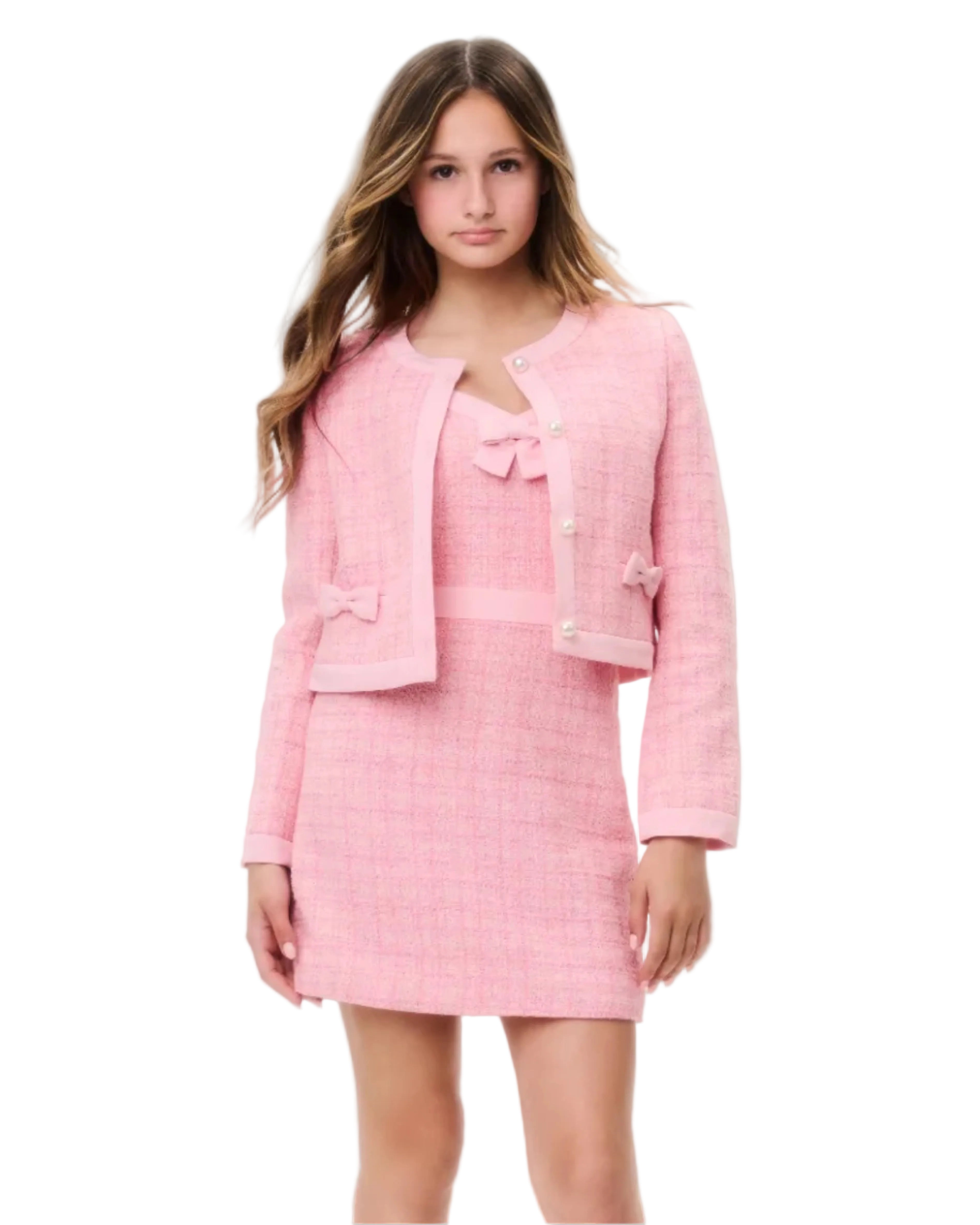 LoveShackFancy Girls Kitt Tweed Dress With Jacket