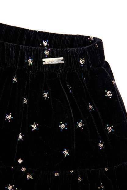 Girls Velvet Sequins Skirt