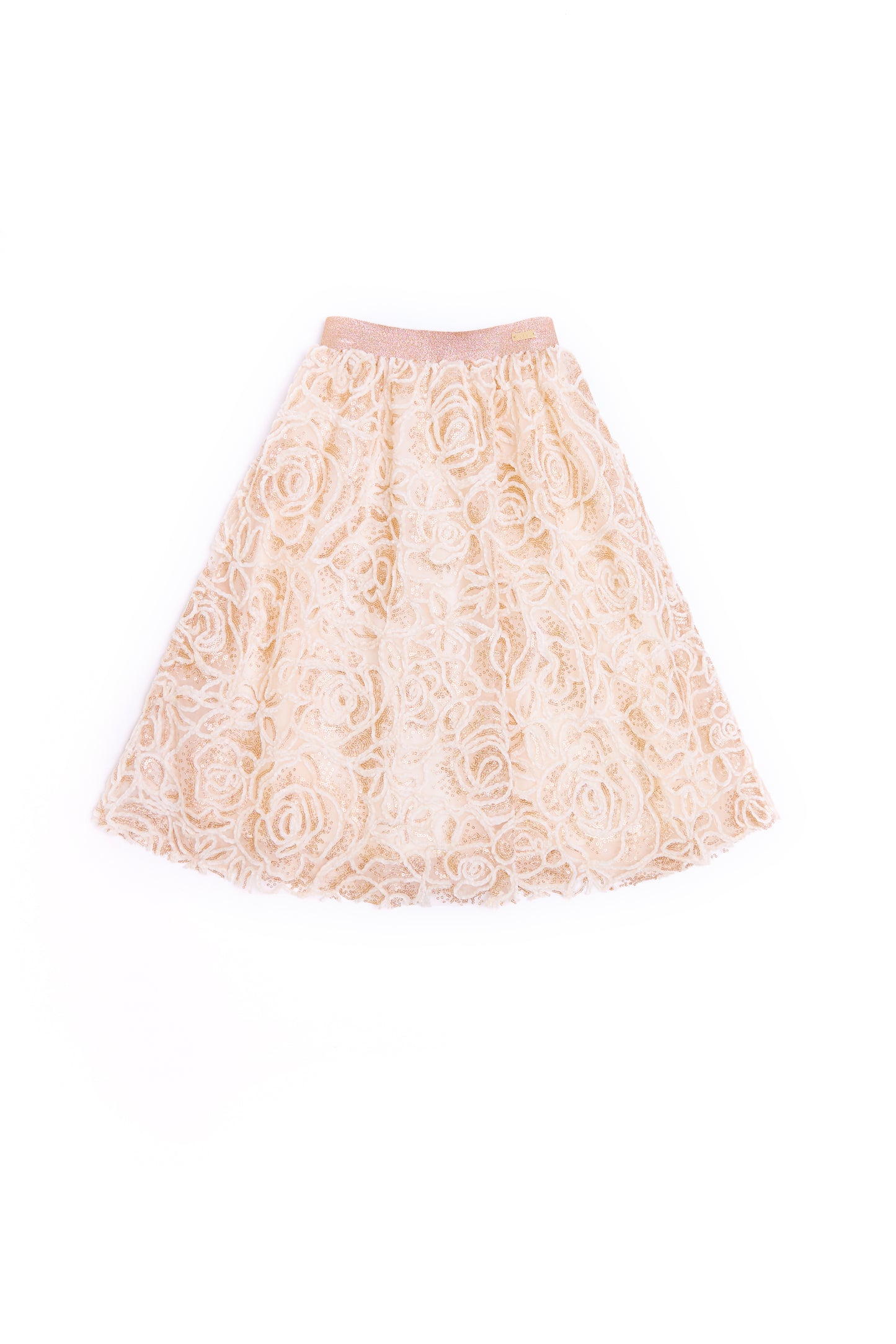 Girls Gold Glittery Lace Tulle Skirt