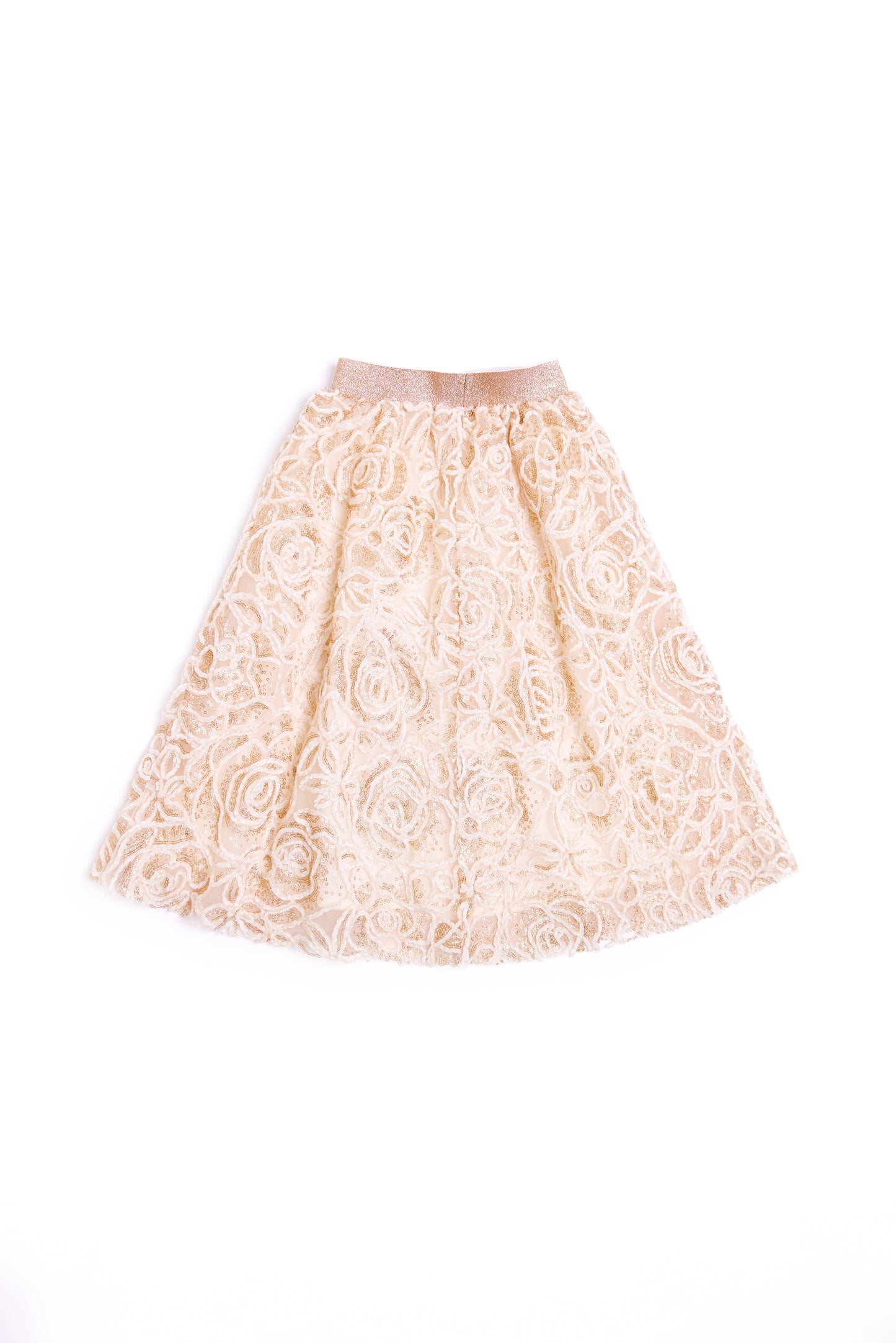 Girls Gold Glittery Lace Tulle Skirt