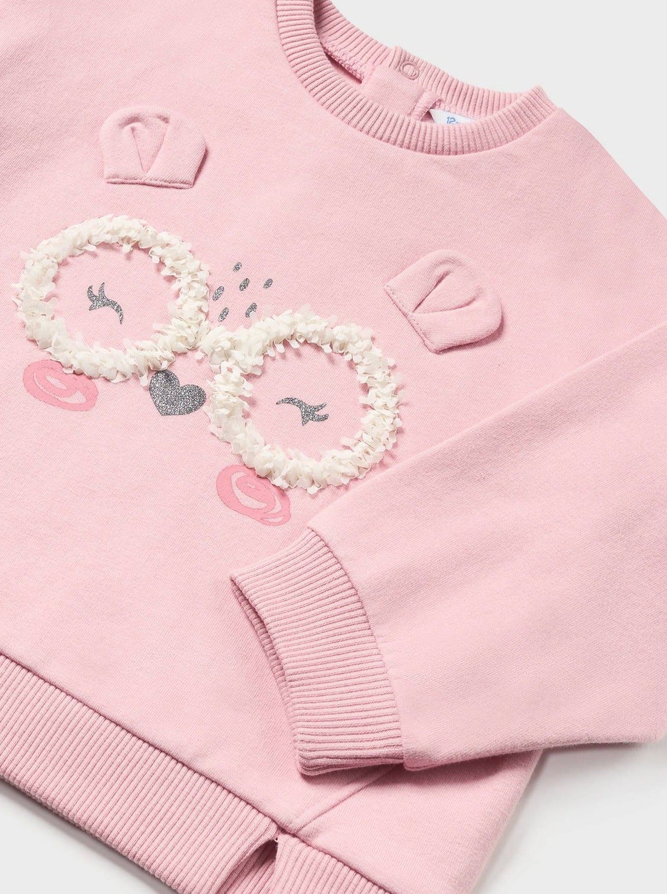 Mayoral Baby Pink 3D Bear Applique Sweatshirt _2414-95