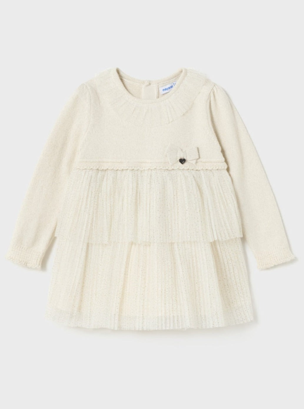 Mayoral Baby Off White Tulle Tiered Skirt Overlay Knit Dress _2979-40