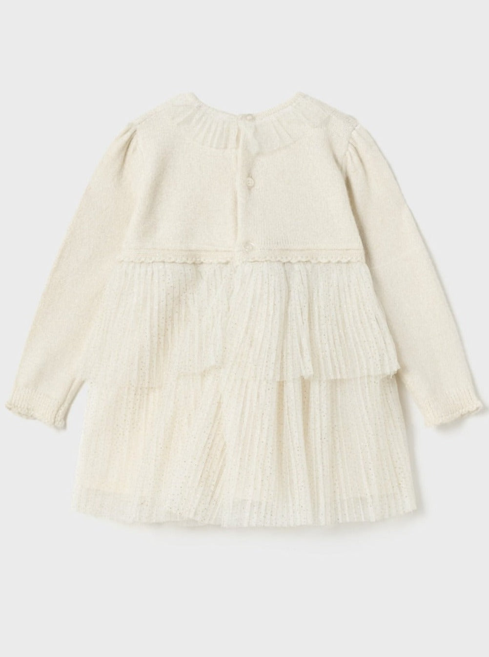 Mayoral Baby Off White Tulle Tiered Skirt Overlay Knit Dress _2979-40