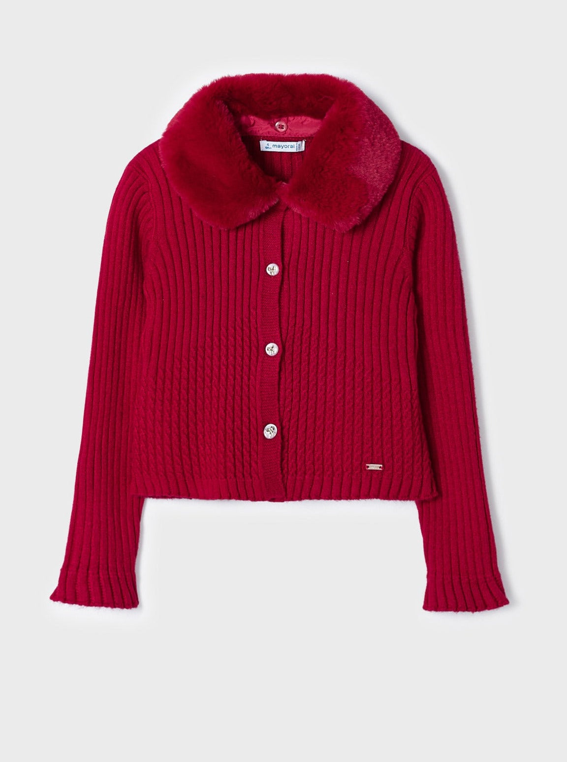 Mayoral Mini Red Faux Fur Collar Bolero _4309-14