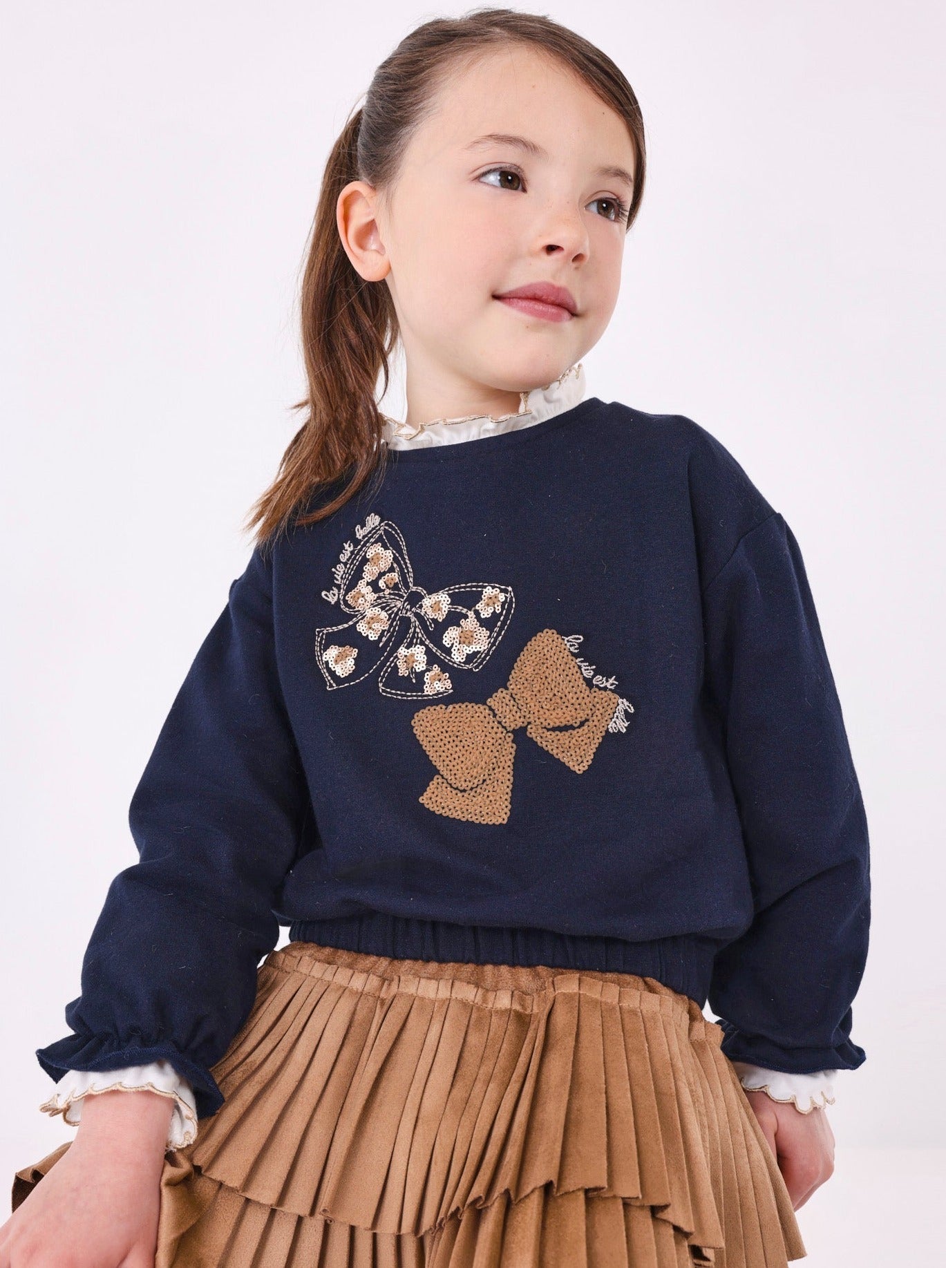 Mayoral Mini Navy Bow Applique Sweatshirt _4401-90