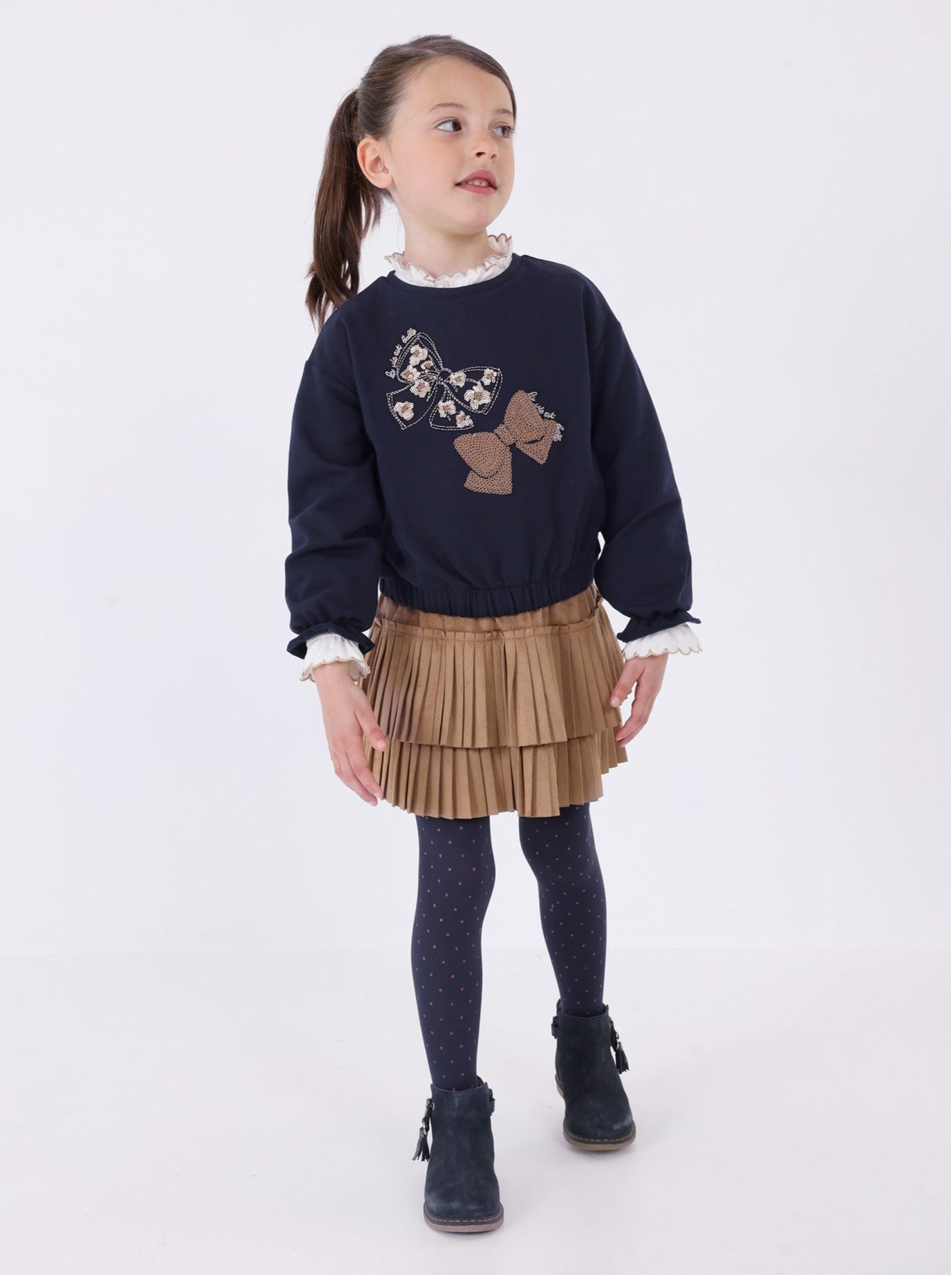 Mayoral Mini Navy Bow Applique Sweatshirt _4401-90