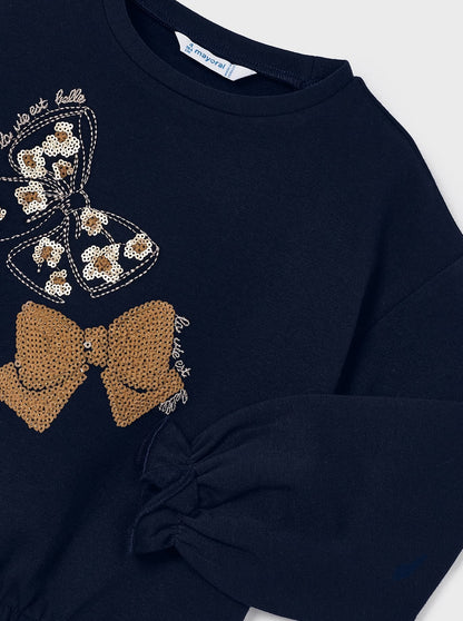 Mayoral Mini Navy Bow Applique Sweatshirt _4401-90