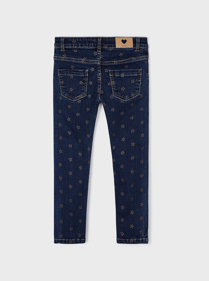 Mayoral Mini Navy Flower Print Jeans _4504-65