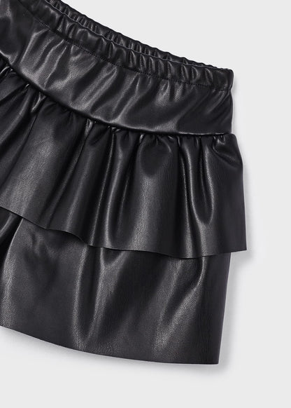 Mayoral Mini Black Ruffle Pleather Skort _4908-80