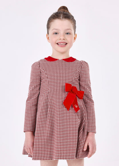 Mayoral Mini Red Peter Pan Collar Plaid Knit Dress _4916-54