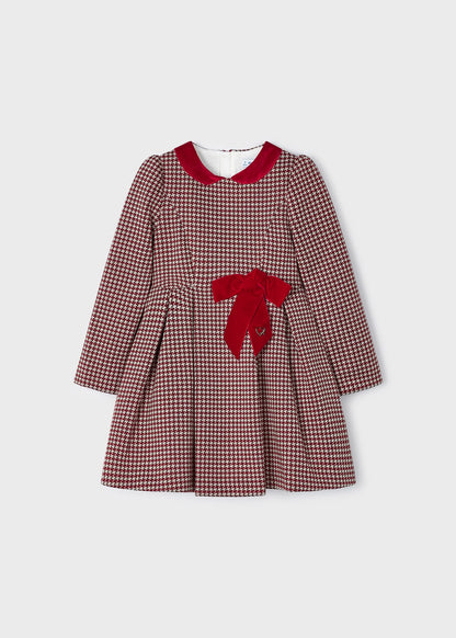 Mayoral Mini Red Peter Pan Collar Plaid Knit Dress _4916-54