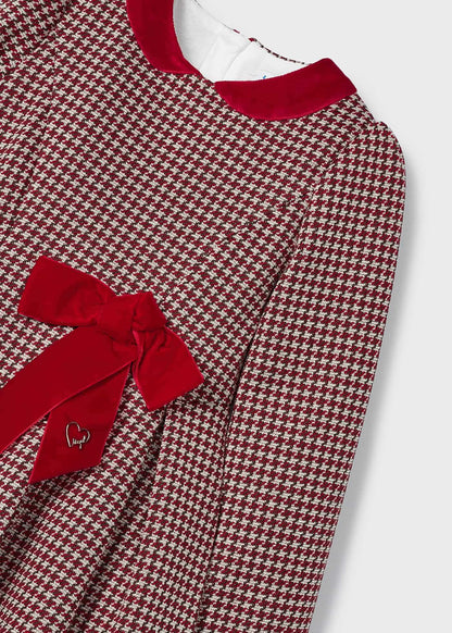 Mayoral Mini Red Peter Pan Collar Plaid Knit Dress _4916-54