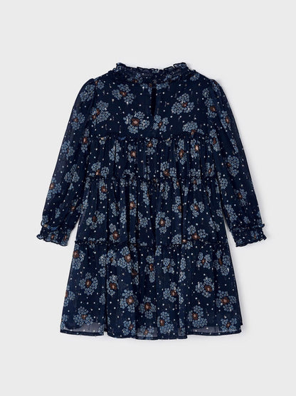 Mayoral Mini Navy Floral Print Tiered Dress _4920-84