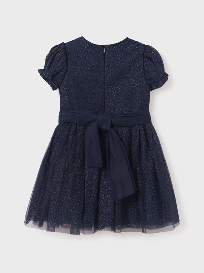 Abel & Lula Navy Midi Glitter Tulle Dress