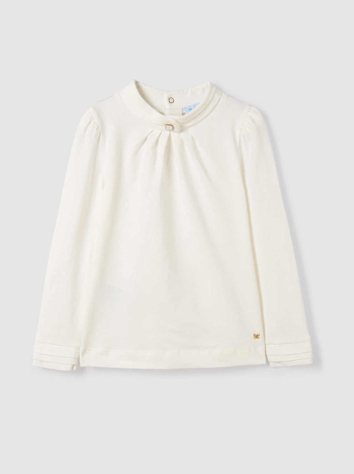 Able & Lula White Pleated Turtleneck Blouse _5652-04