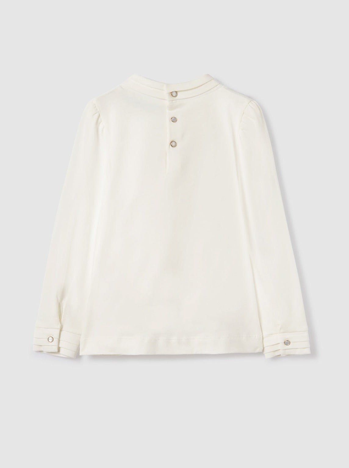 Able & Lula White Pleated Turtleneck Blouse _5652-04