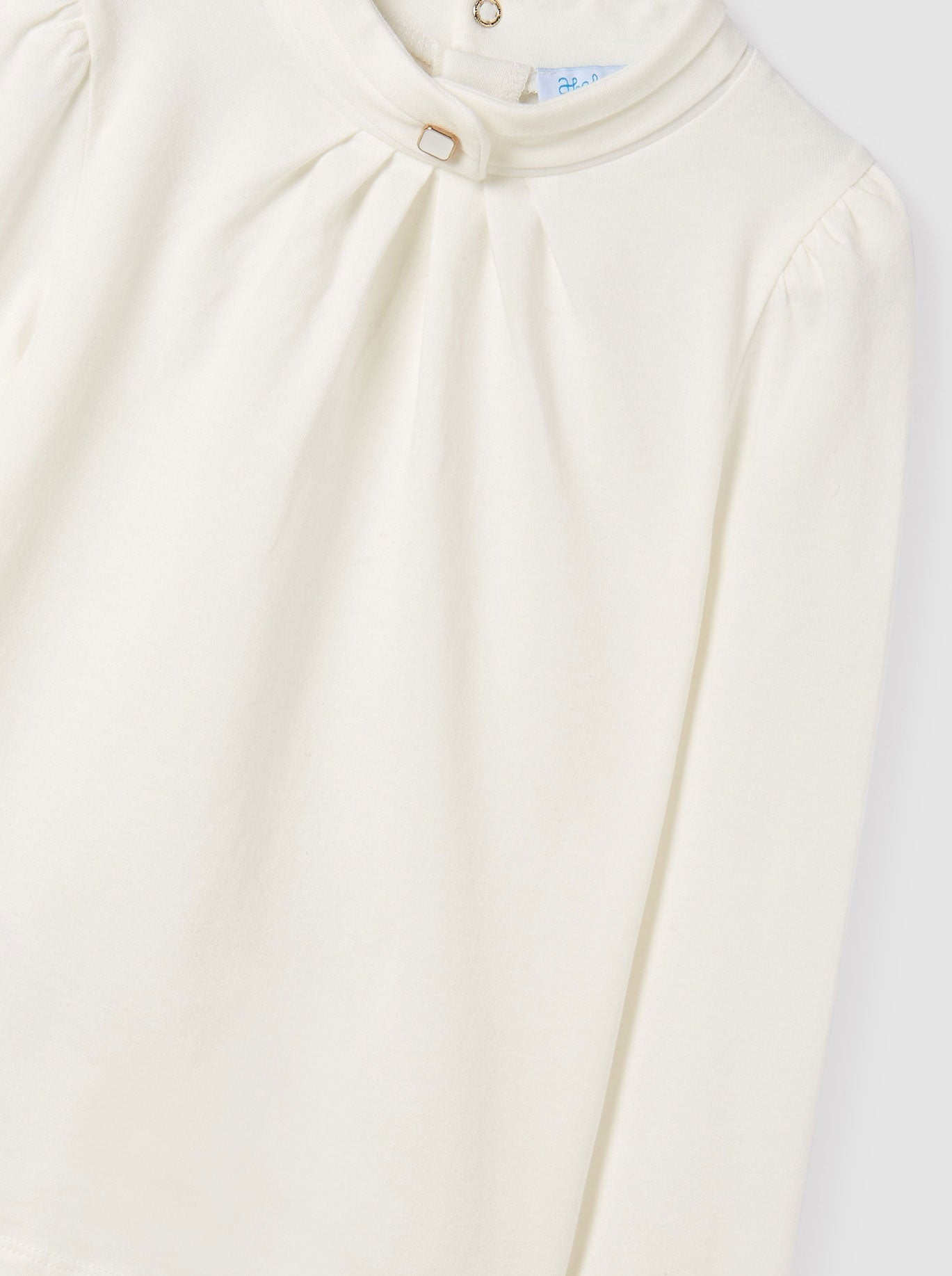 Able & Lula White Pleated Turtleneck Blouse _5652-04