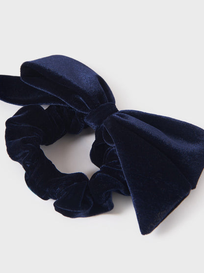 Abel & Lula Navy Velvet Bow Scrunchie _5981-74