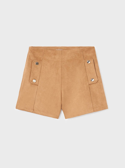 Mayoral Junior Mocha Faux Suede Shorts _7210-43