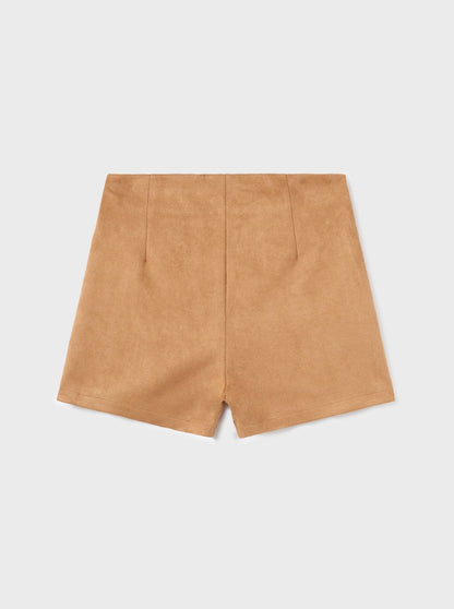 Mayoral Junior Mocha Faux Suede Shorts _7210-43