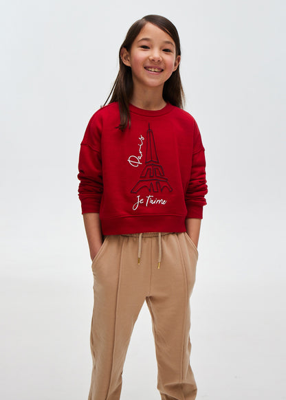 Mayoral Junior Red Paris Crew Neck Sweatshirt _7405-94