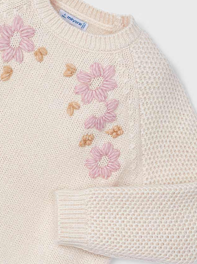 Girls Floral Knit Sweater