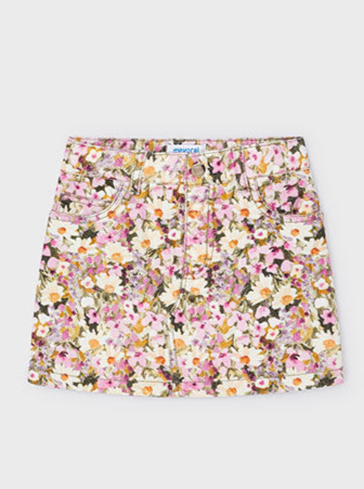 Girls Floral Cord Skirt