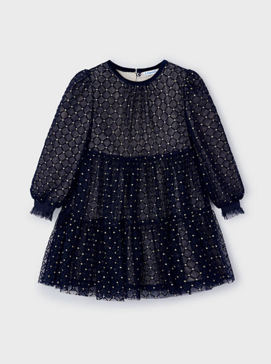 Girls Tulle Printed Dress