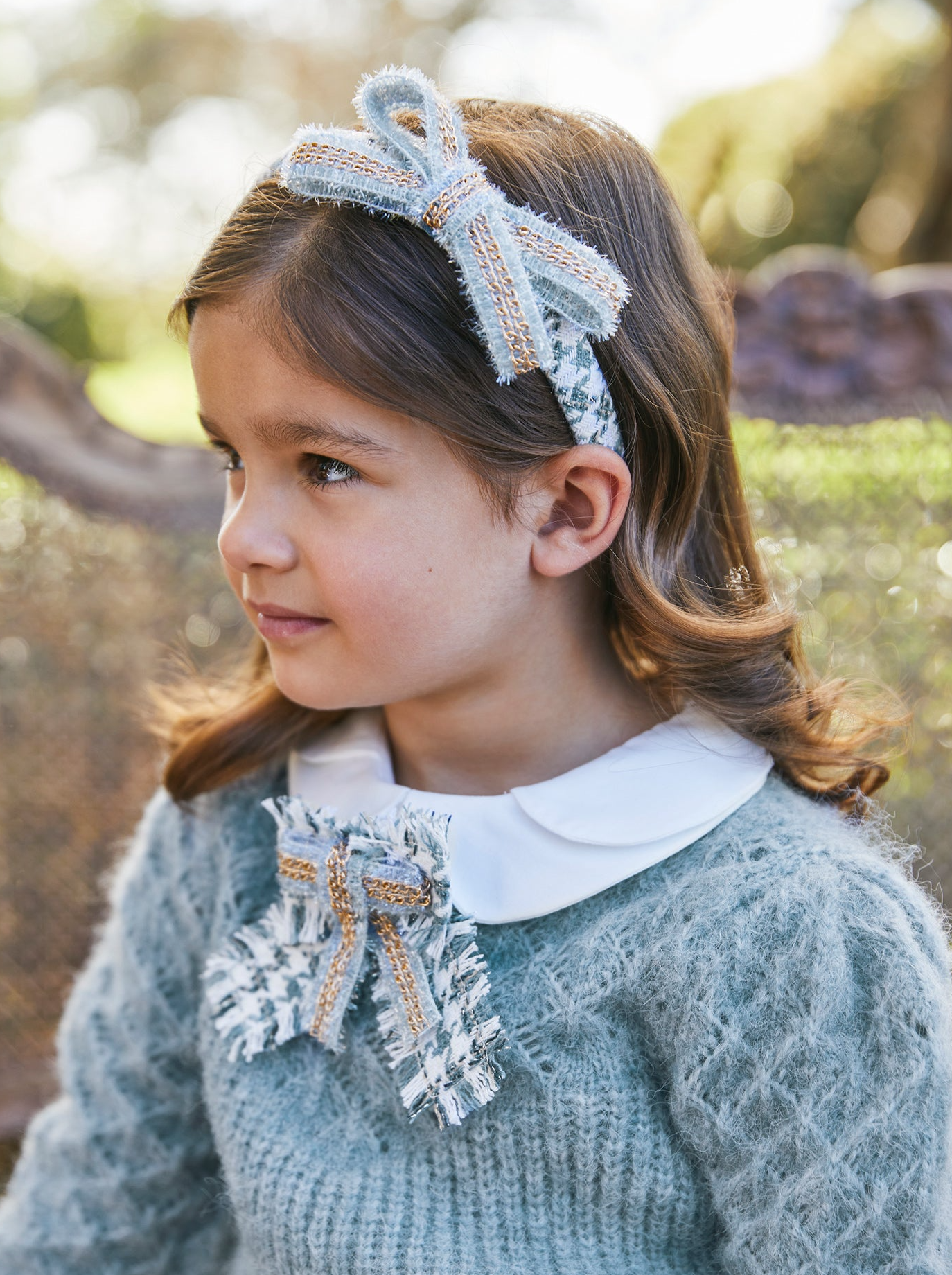 Girls Houndstooth Bow Headband