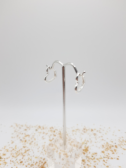 Bambu Silver Heart Hoop Earrings _E916-1950