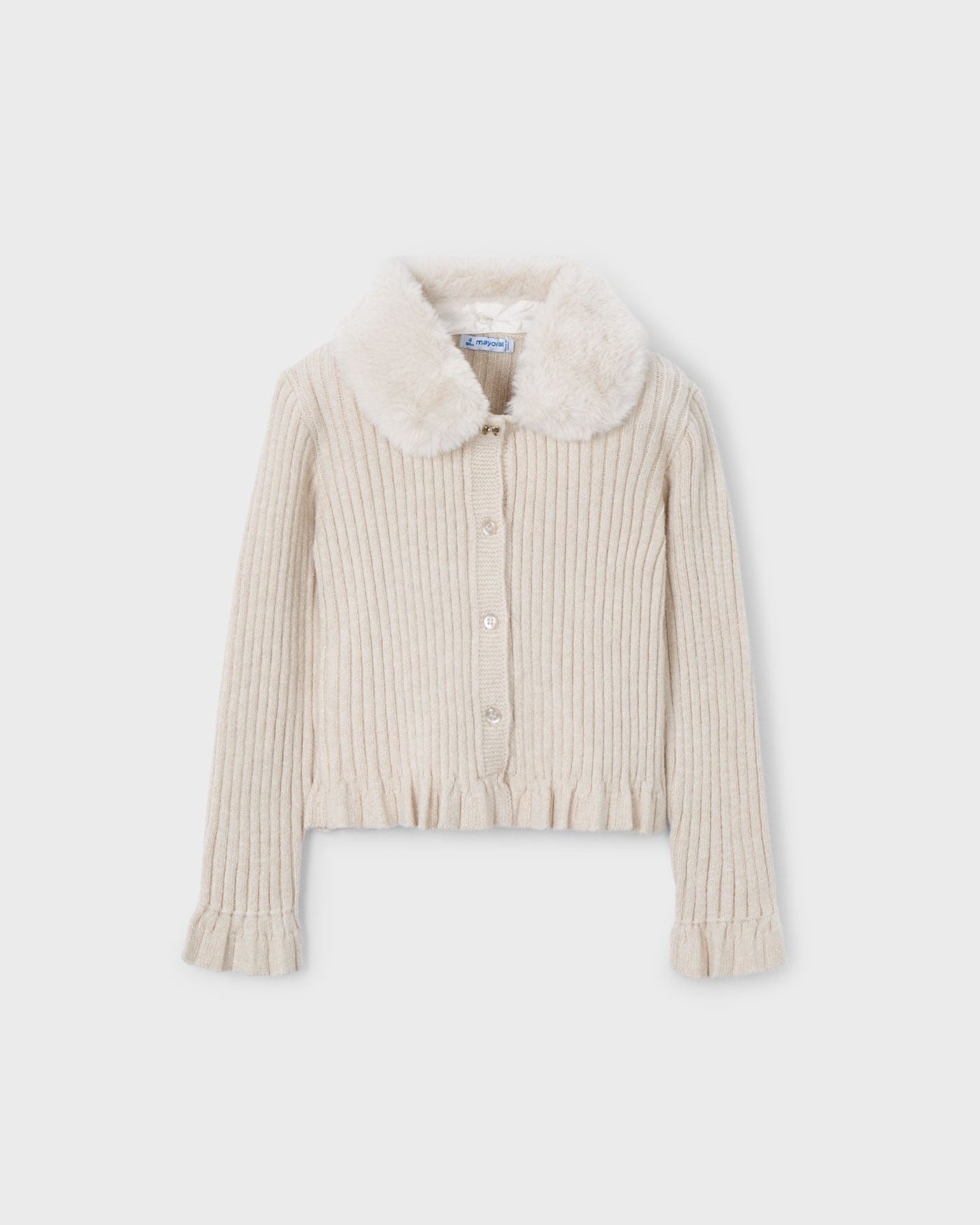 Mayoral Girls Faux Fur Collar Cardigan_ 4311