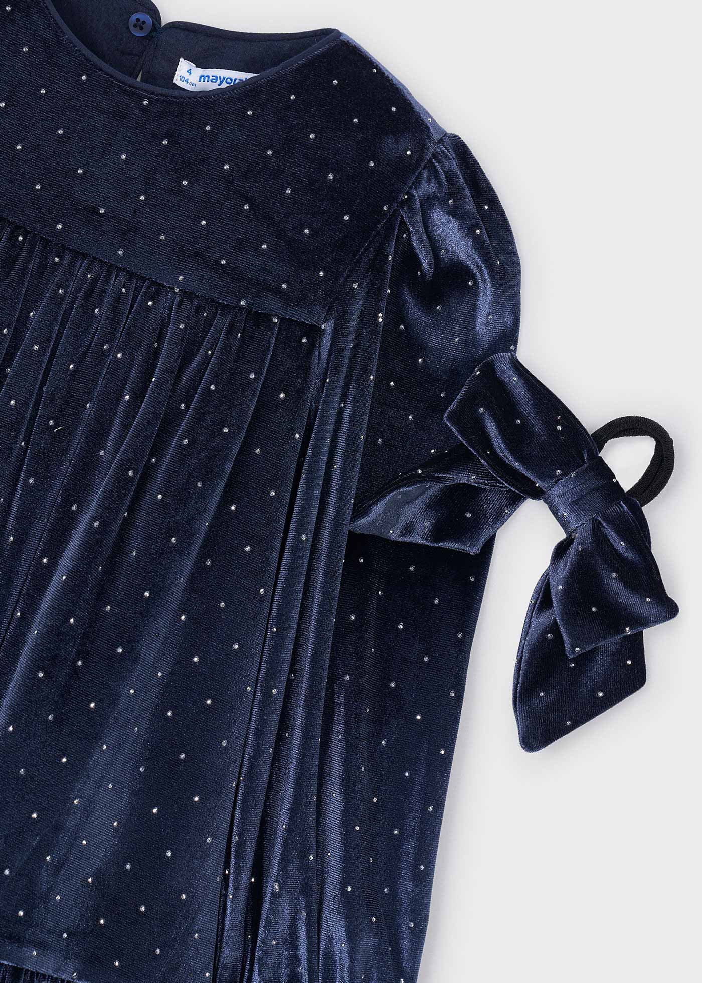 Mayoral Girls Velvet Dress With Scrunchie