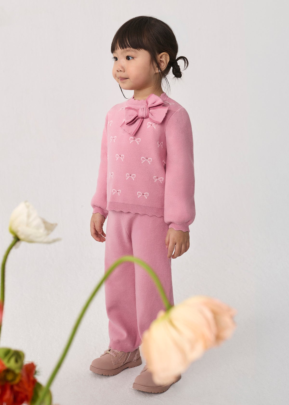 Abel & Lula Baby Girls Bow Knit Pants Set