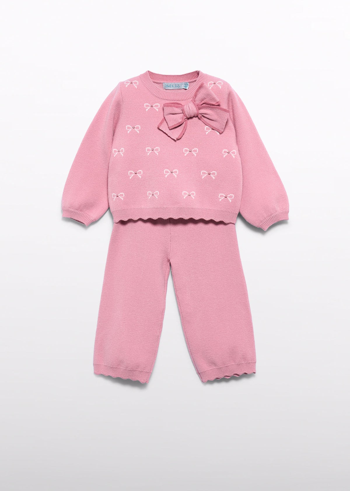 Abel & Lula Baby Girls Bow Knit Pants Set
