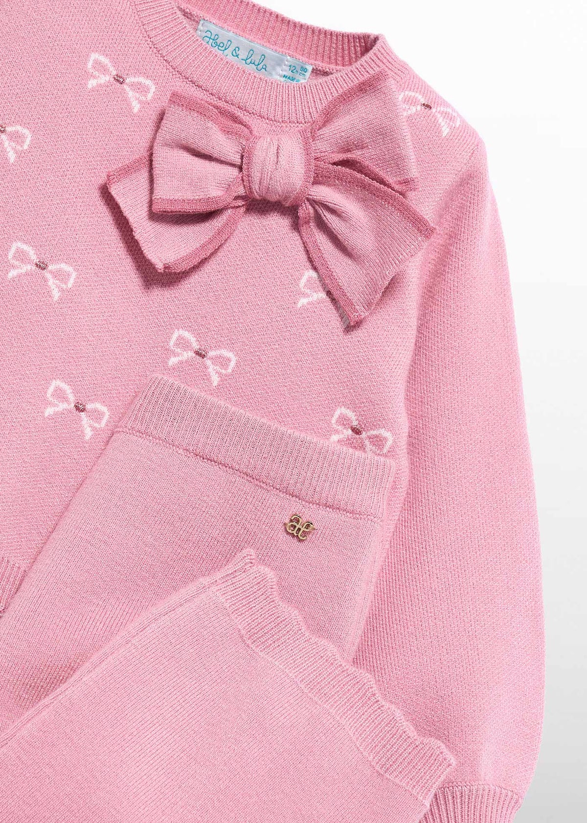 Abel & Lula Baby Girls Bow Knit Pants Set