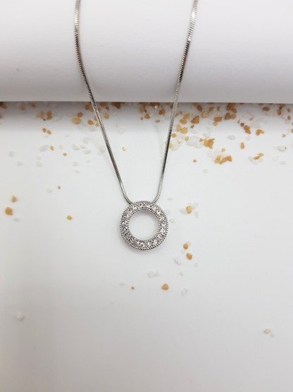 Rose collection _ Crystal Circle Necklace _Silver plated 214-435