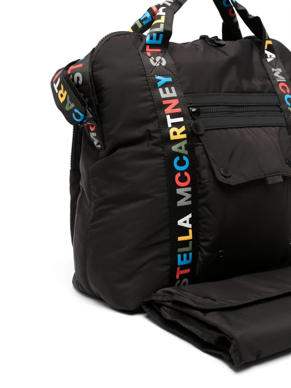 Black Diaper Bag w Multi Colored Logo