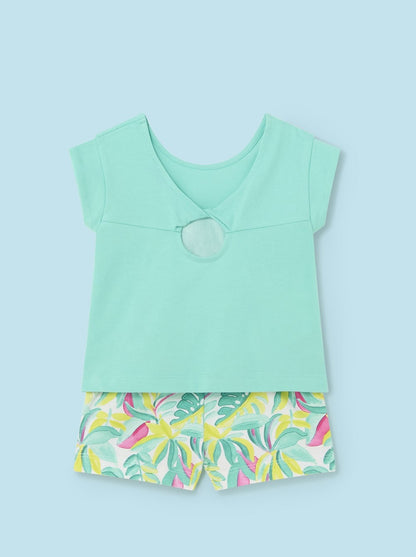 Mayoral Baby Green Palm Printed Short Sleeve Top With Short Set_ 1231-69