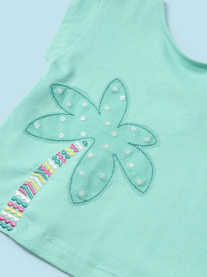 Mayoral Baby Green Palm Printed Short Sleeve Top With Short Set_ 1231-69