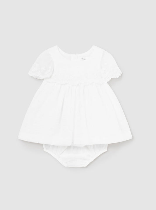 Mayoral Baby Newborn Embroidered Tulle Dress_ 1826-56
