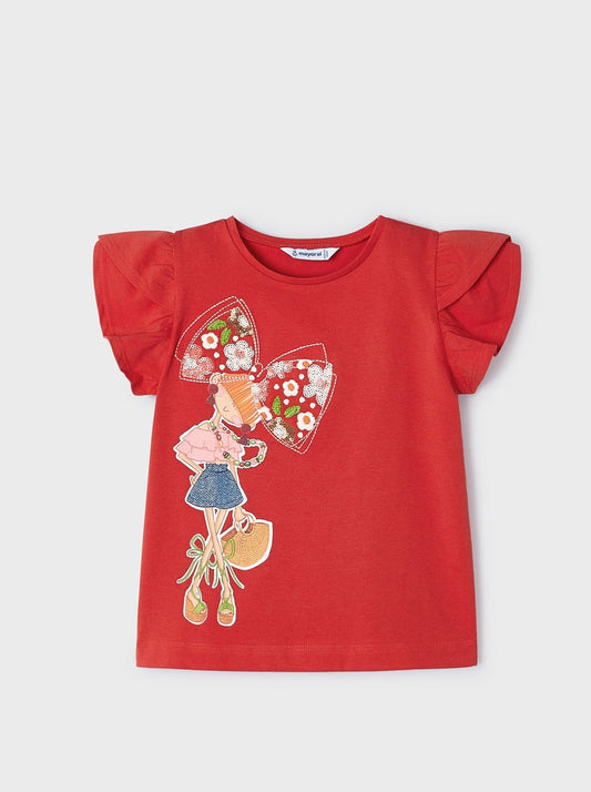 Mayoral Mini Red Fashionista Short Sleeve T-Shirt_ 3091-58